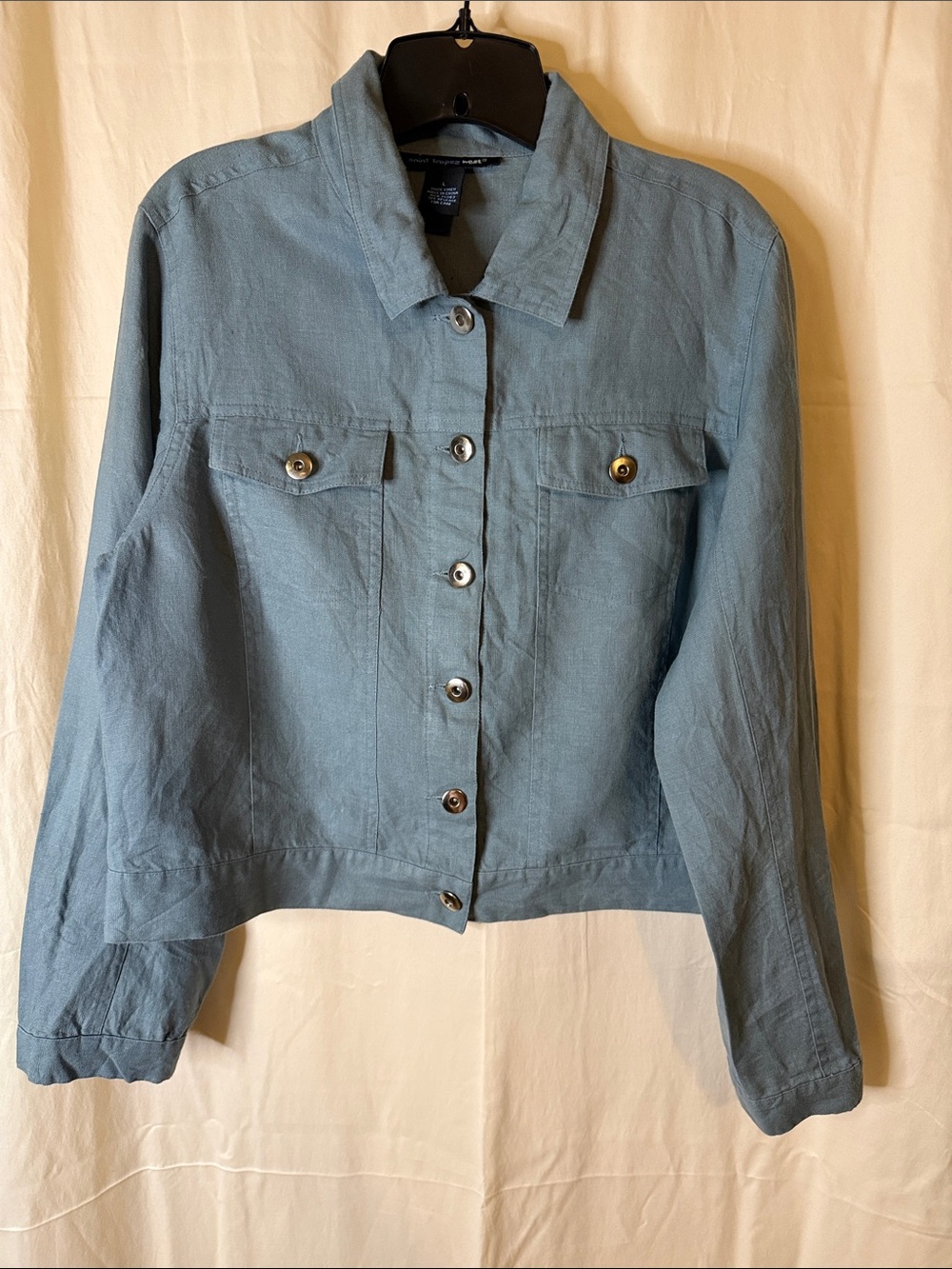 Saint Tropez West Dusty Blue Button-Front Jean Jacket